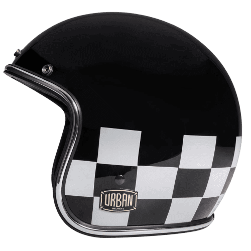 Checker Flag Helmet Vintage Open Face "Electric bike helmet""Electric Motorcycle helmet"