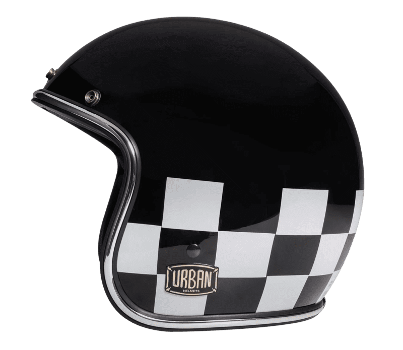 Checker Flag Helmet Vintage Open Face "Electric bike helmet""Electric Motorcycle helmet"