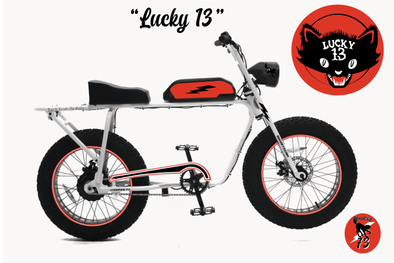 Super 73 Lucky 13 electric bike decals by Custom 73