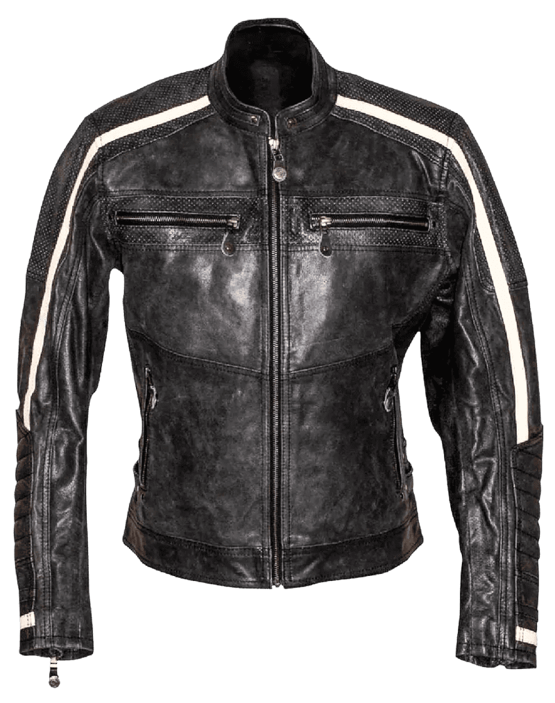 Black leather electric bike electric motorcyle jacket with armor at www.custom-ebike.com