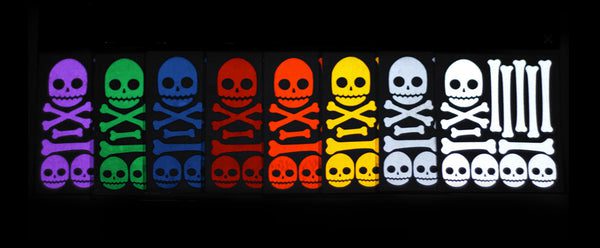 RydeSafe Reflective Stickers Skull and Bones available in 8 colors